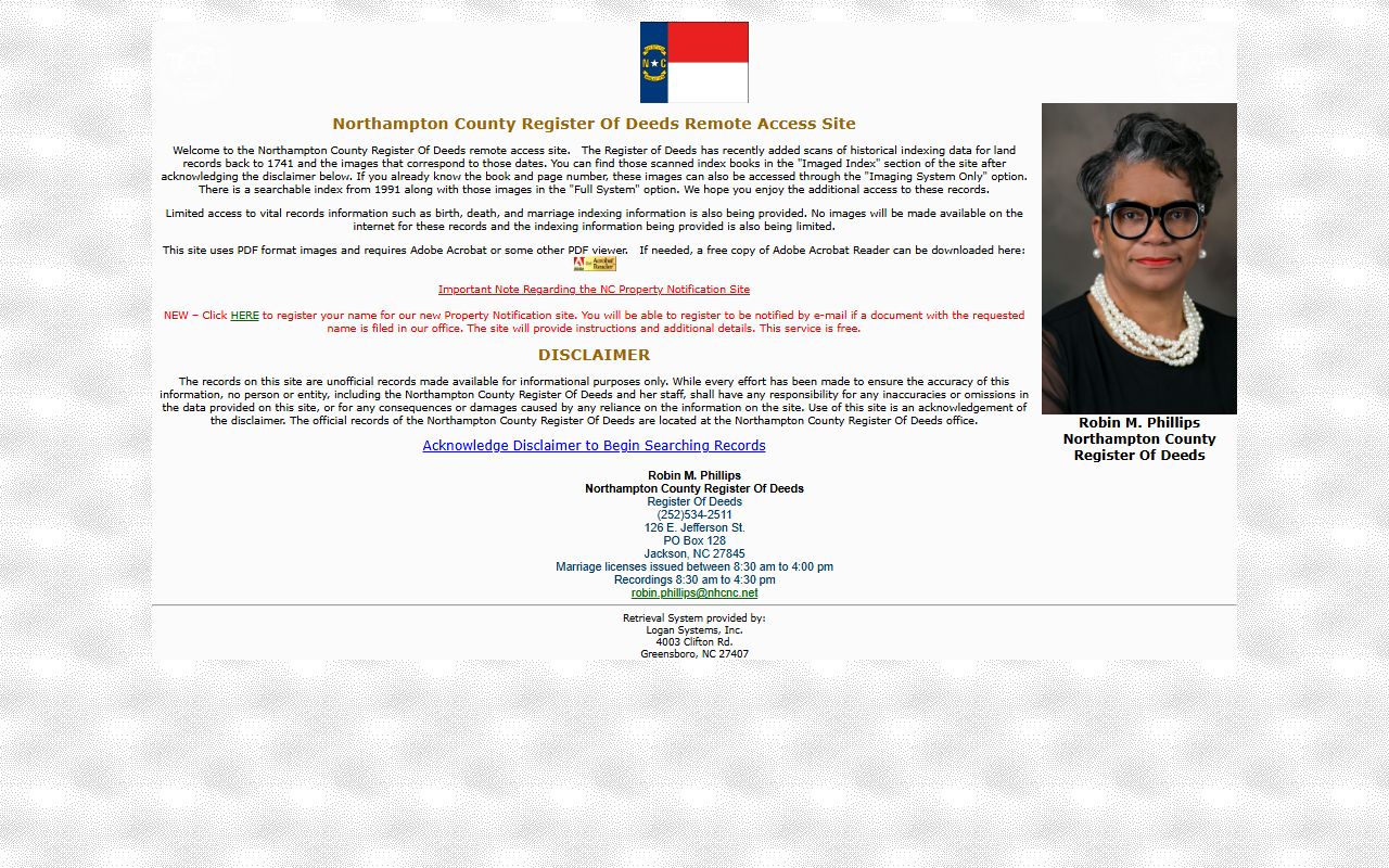 Northampton County Clerk of Superior Court Register remote access site