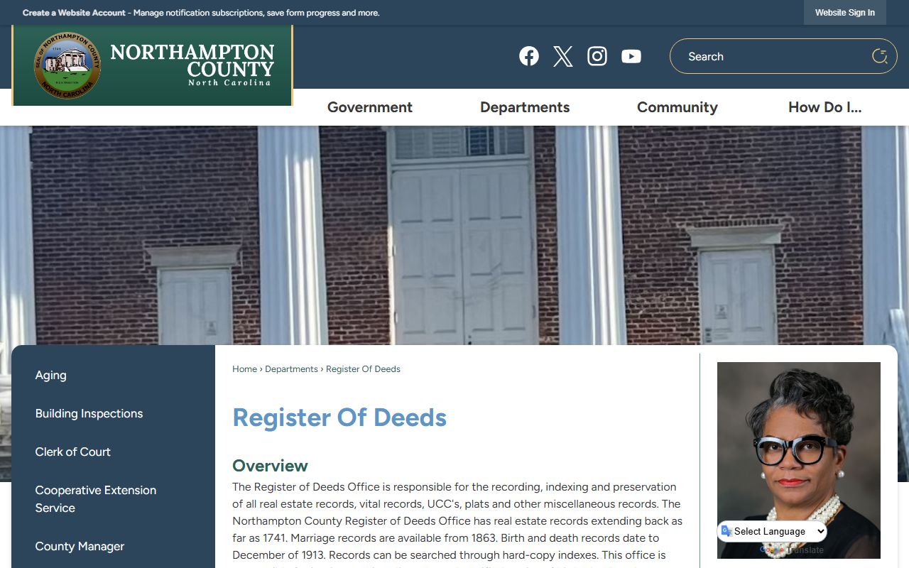 Northampton County Clerk of Superior Court Register of Deeds distinction