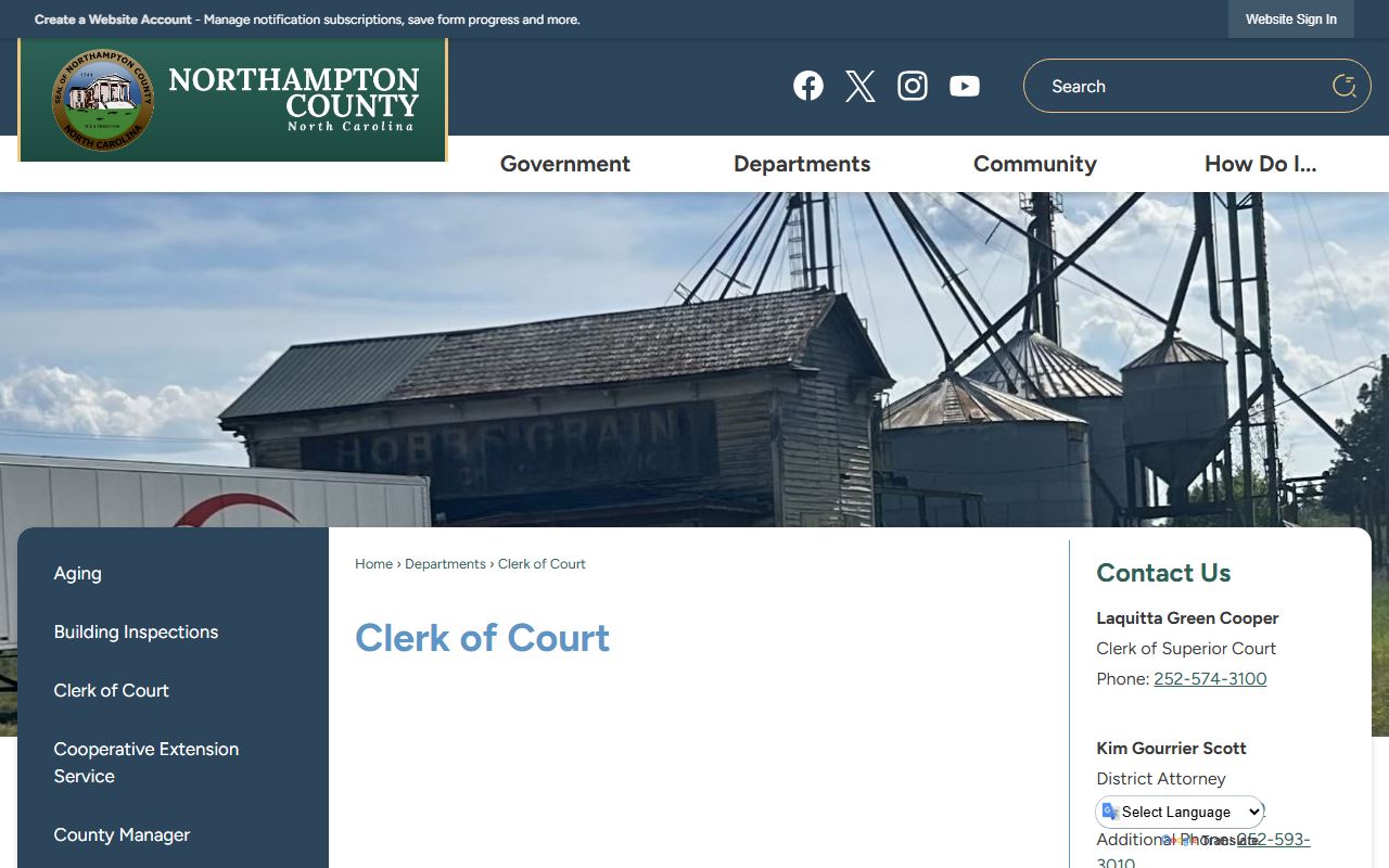 Northampton County Clerk of Superior Court county clerk page