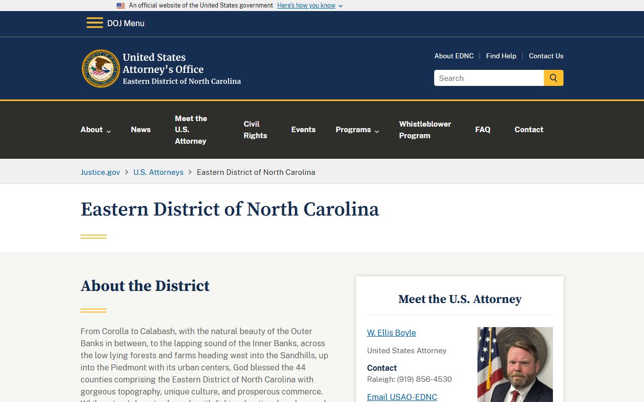 Northampton County criminal court records U.S. Attorney Eastern District of North Carolina