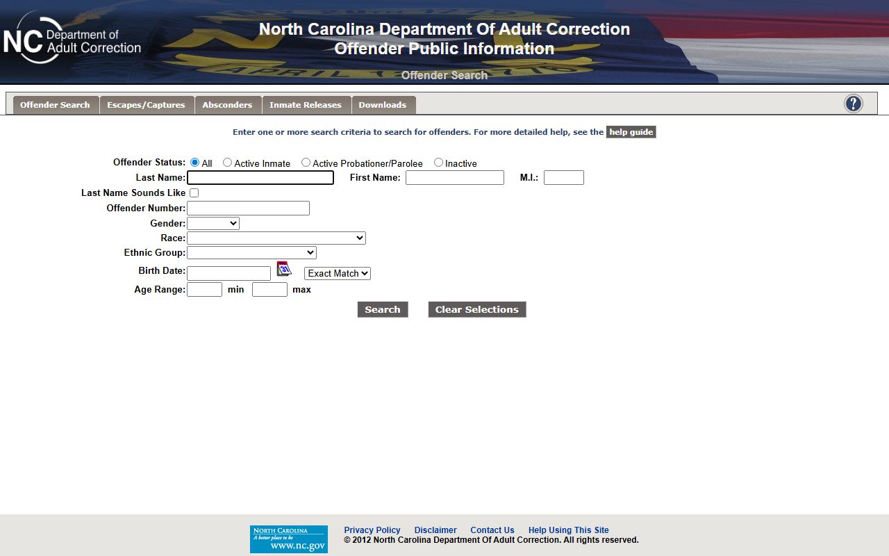 Northampton County inmate records NC DAC offender public information search