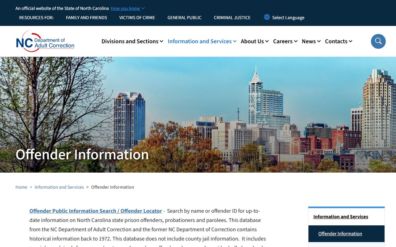 Northampton County inmate records NC DAC offender searches