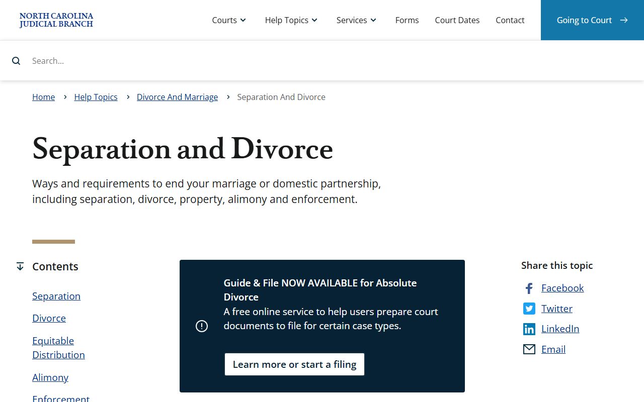 Northampton County divorce records North Carolina separation and divorce help