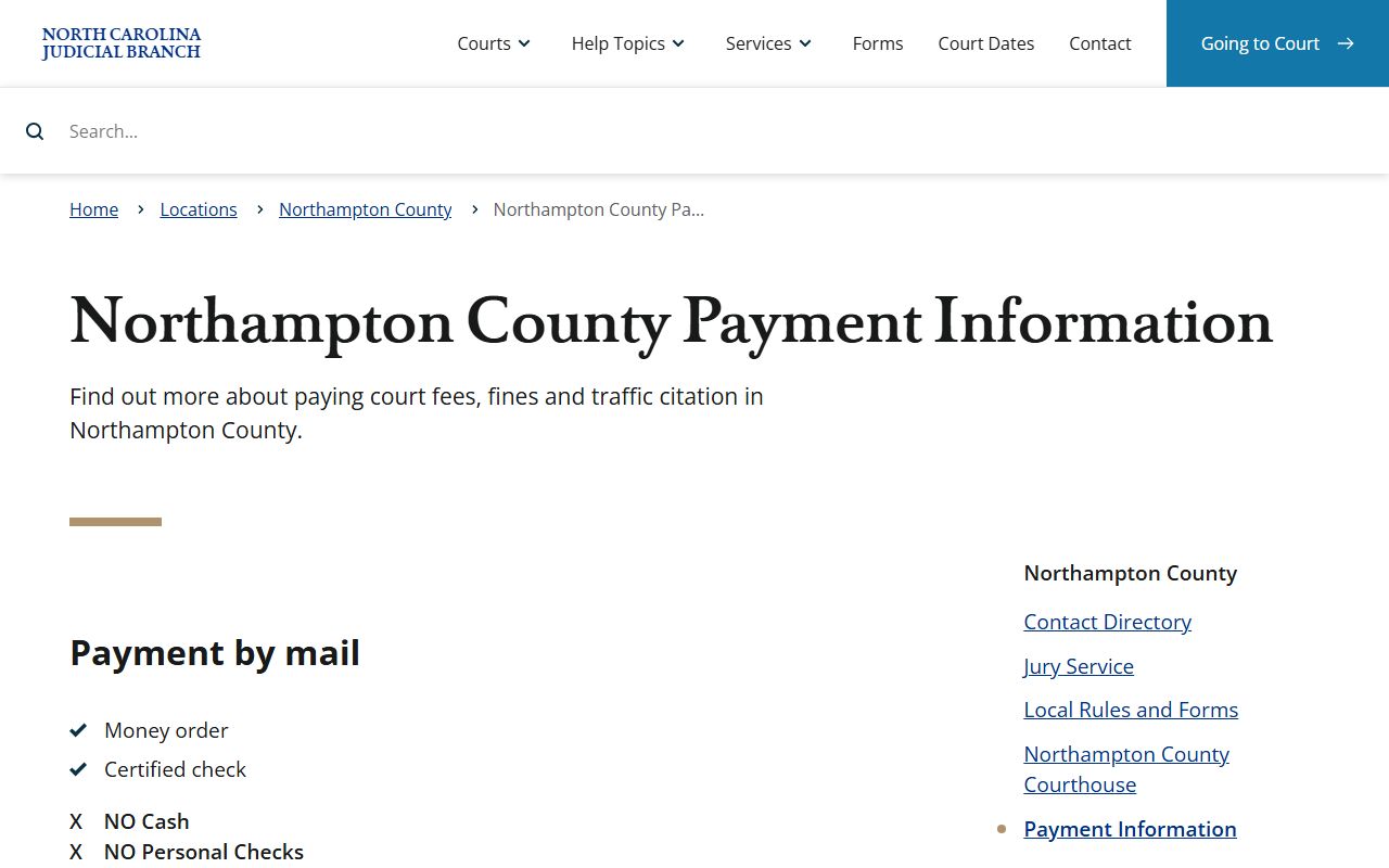 Northampton County court records payment information