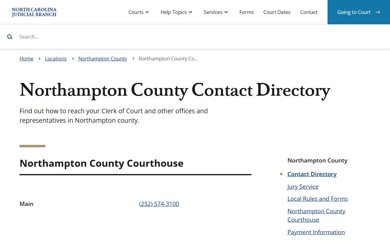 Northampton County court records contact directory